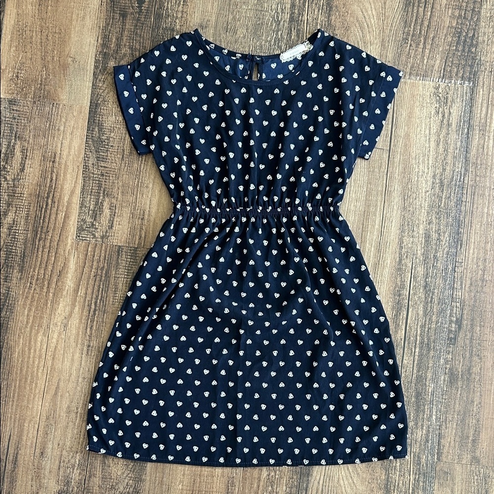 Soprano Navy Heart Pattern Kids Dress